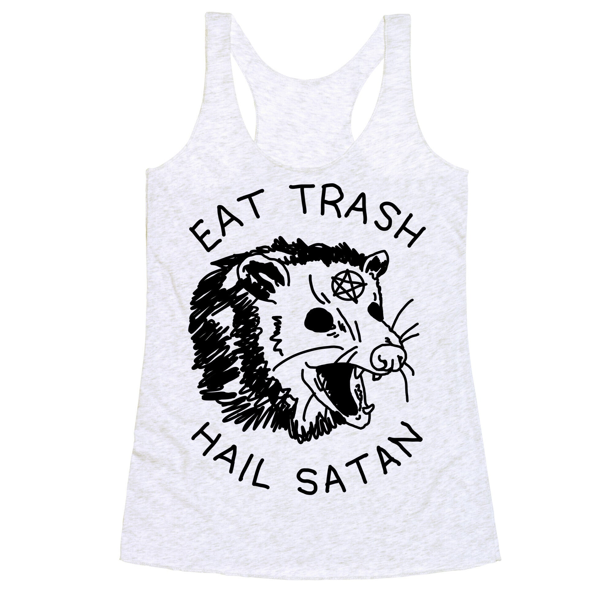 Eat Trash Hail Satan Possum Racerback Tank
